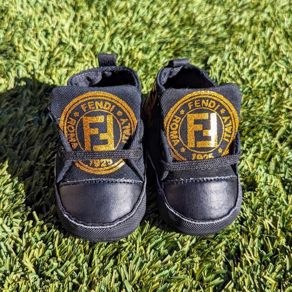 Black and Gold Soft Bottom Baby Shoes - Picture 2 of 7